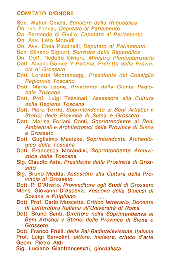 Comitato d'Onore della mostra Comitato d'Onore della mostra